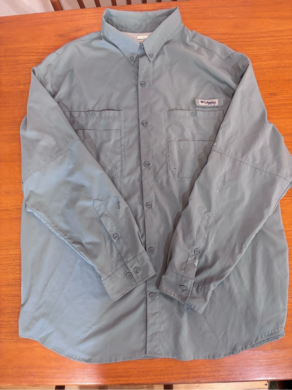 Columbia Men's Long-Sleeve Performance Fishing Shirt - Blue/Green XXL